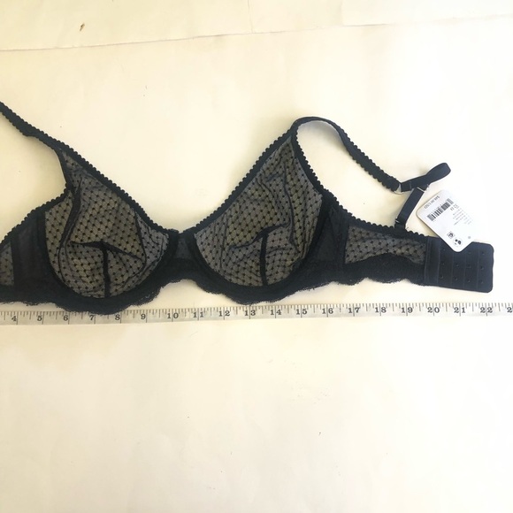 Free People Black Mid Week Dotted Mesh Underwire Bra Size 32D - Picture 7 of 12